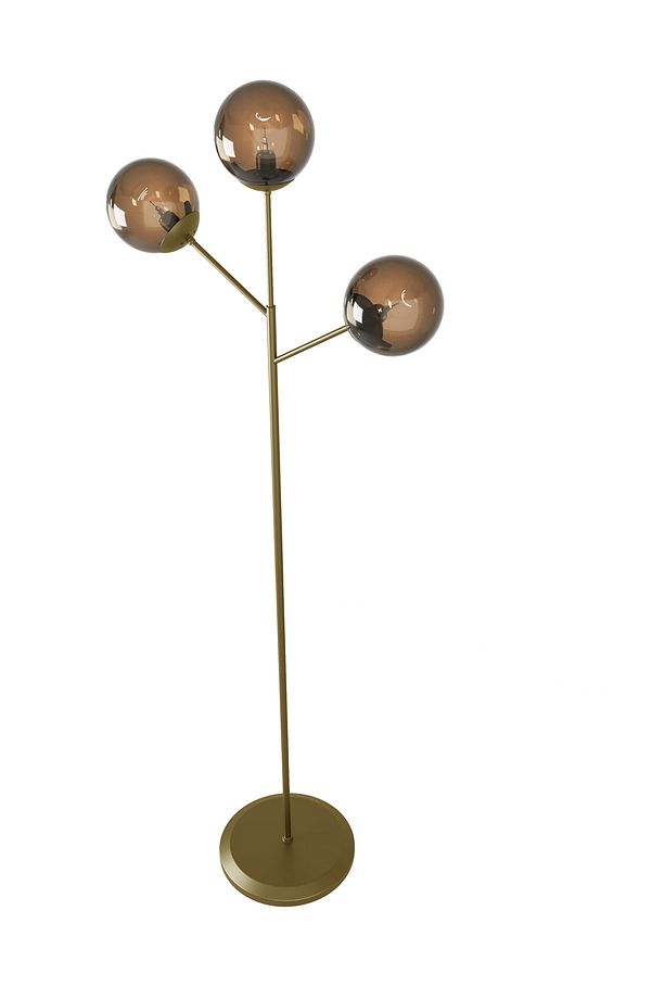 LOREVA 3'lü Cam Küre Lambader - Metal Gövdeli Modern Yer Lambası - 3