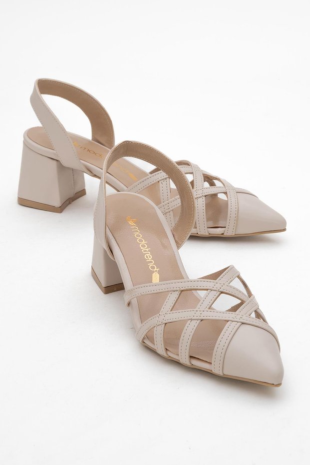 Women's Heeled Sandals Beige Skin