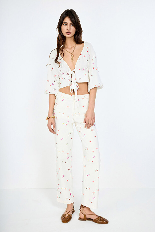 Floral Printed Straight Leg Trousers