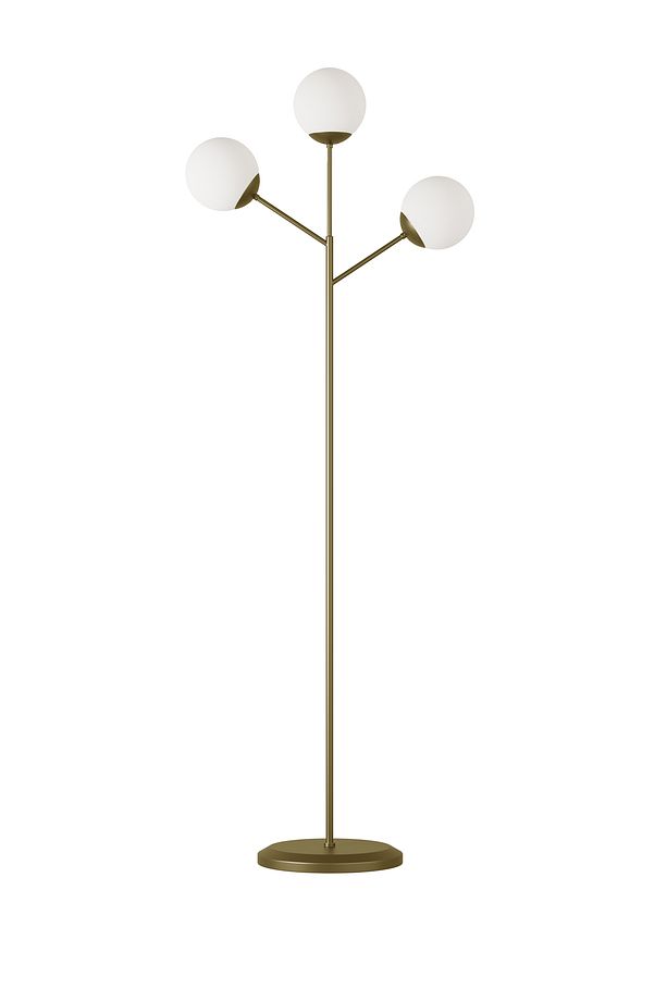 LOREVA 3'lü Cam Küre Lambader - Metal Gövdeli Modern Yer Lambası - 2
