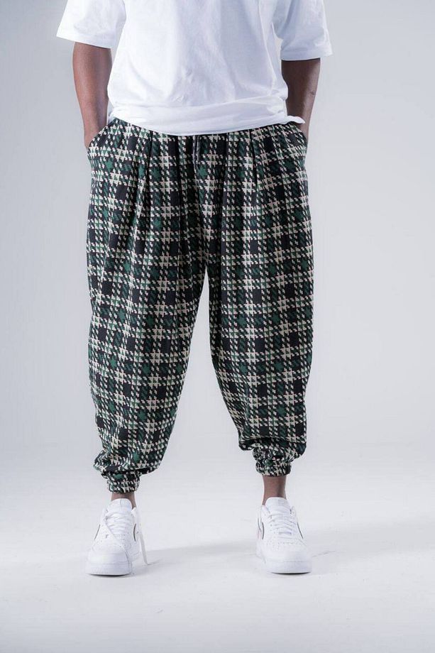 Erkek Yazlık Desenli Yeşil Jogger Şalvar Pantolon - 2