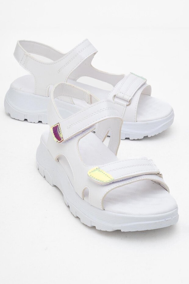 Women's Double Velcro Sandals White