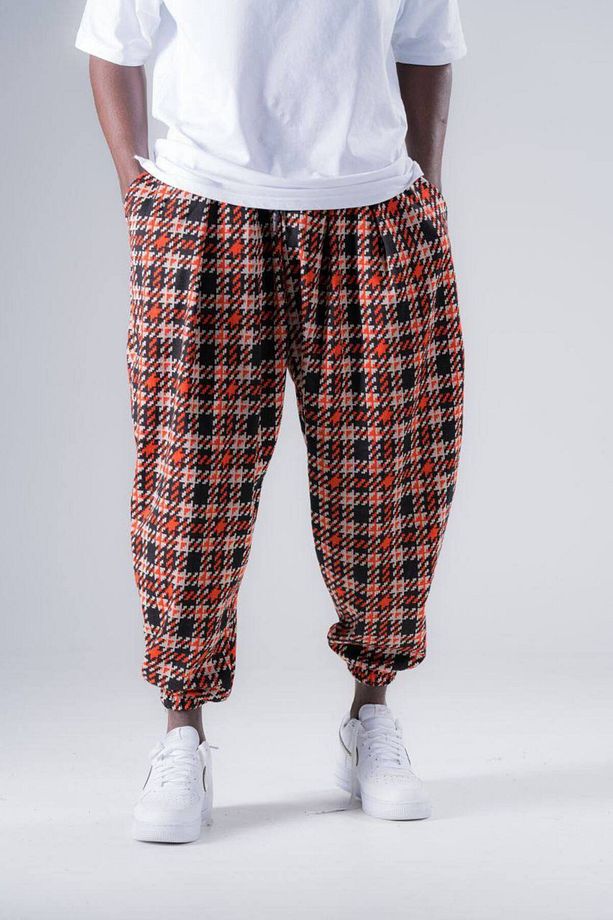 Erkek Yazlık Desenli Oranj Jogger Şalvar Pantolon - 2