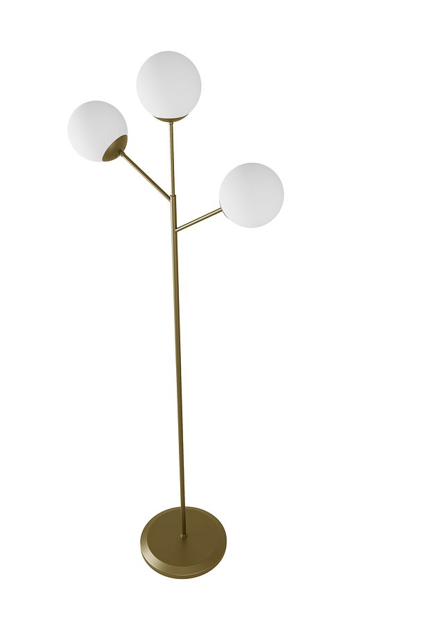 LOREVA 3'lü Cam Küre Lambader - Metal Gövdeli Modern Yer Lambası - 4