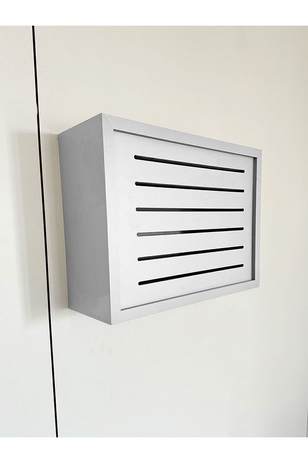 Beyaz MDF Wi-Fi Modem Saklama Kutusu 40x30x10, şık ve kullanışlı tasarım. - 1