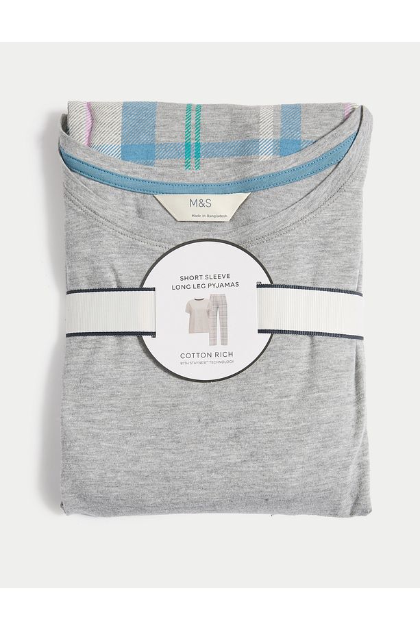 Pamuk Karışımlı Yaprak Desenli Pijama Takımı - 3