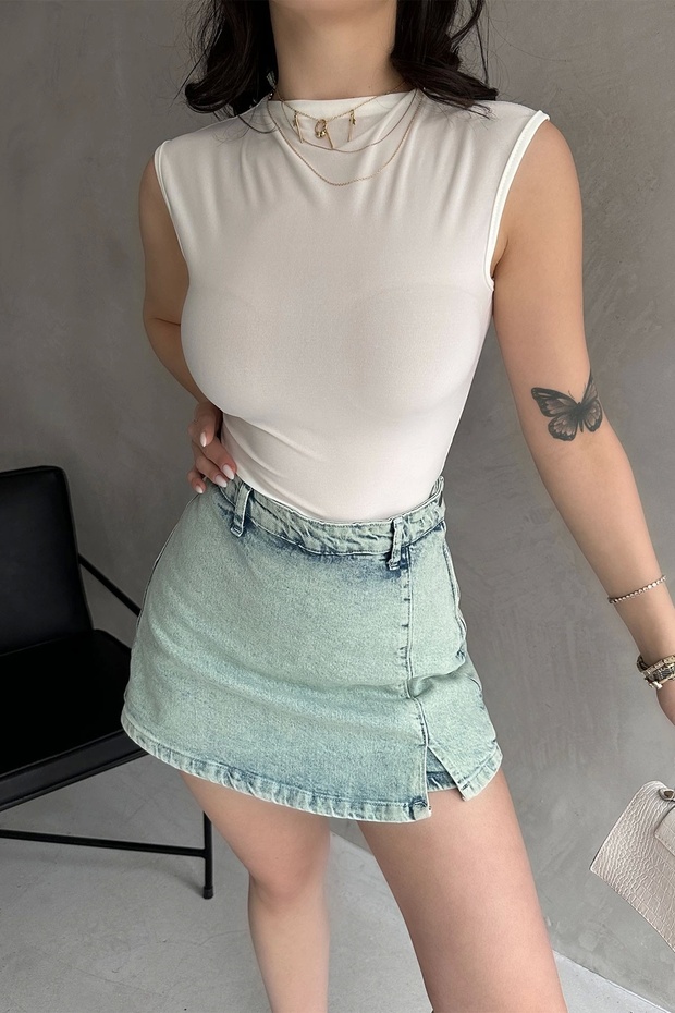 Sırt Dekolteli Buzzy Bluz - 4