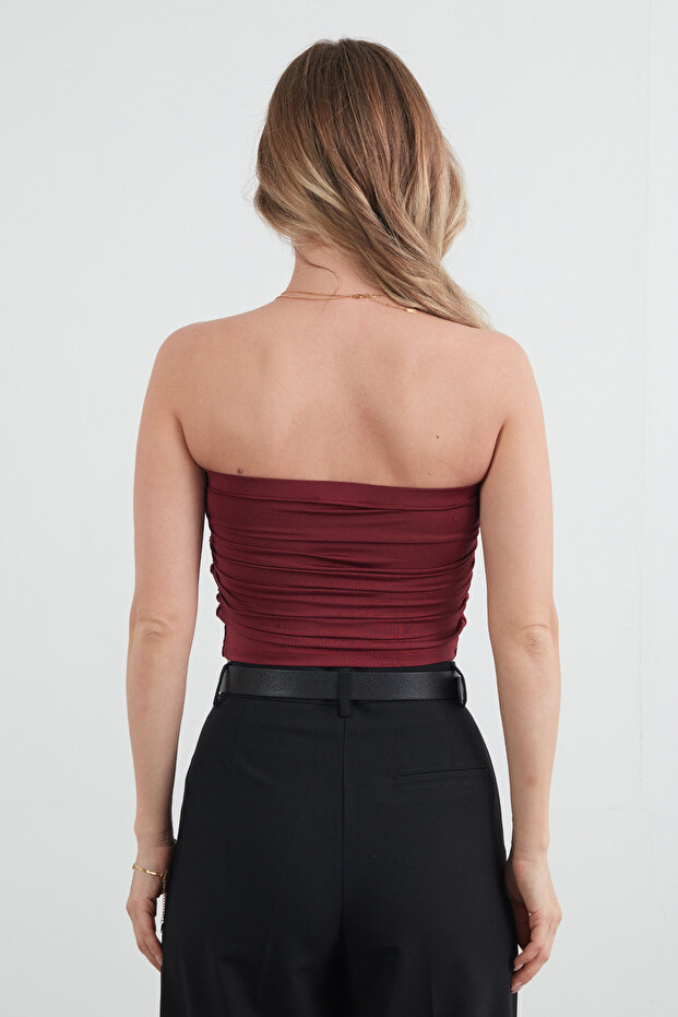 Basic Yanları Drapeli Straplez Büstiyer - 4