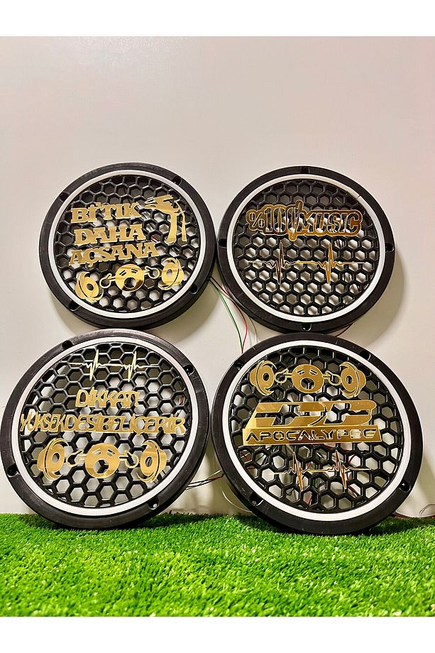 DB Apocalpse Yazılı 4 Adet 20Cm Midrange Hoparlör Uyumlu 358 Modlu Kayar Ledli Kapak(Pleksi Yazılı) - 1
