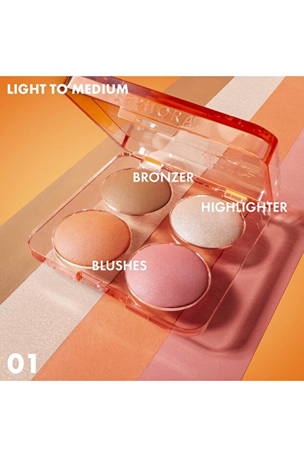Colorful Face Bronzer, Blush & Highlighter Palette - 5