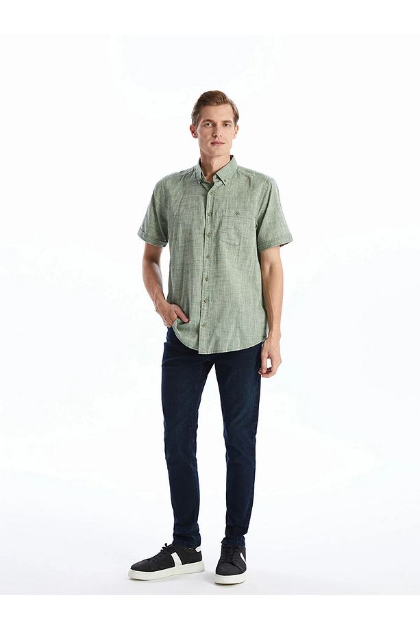Regular Fit Keten Karışımlı Erkek Gömlek - 3