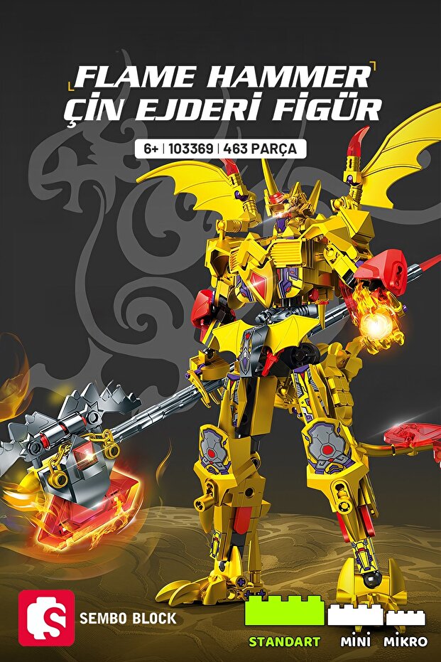 Flame Hammer Çin Ejderi Figür Yapı Bloğu Seti 463 Parça - 1