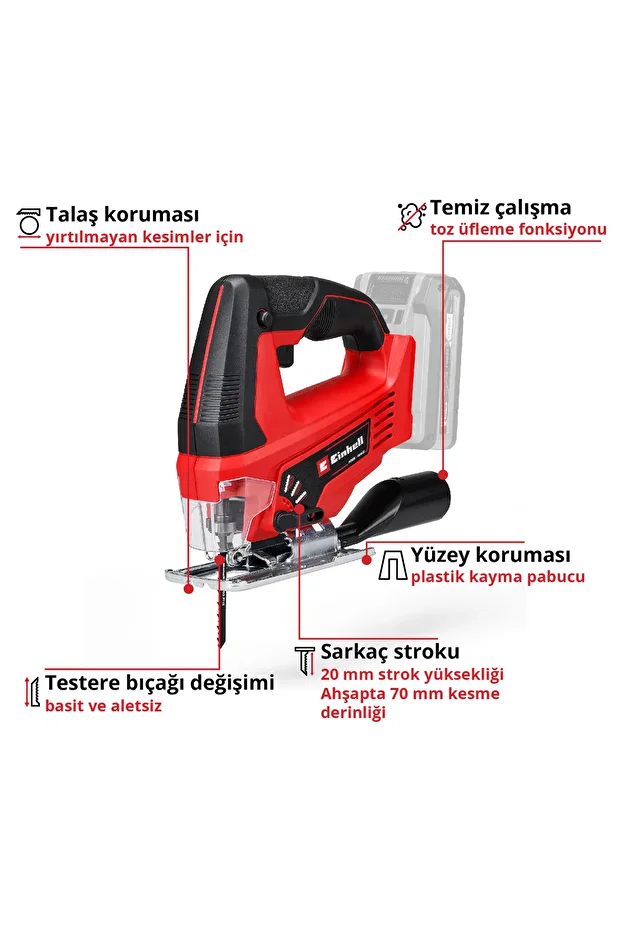 TC-JS 18 Li, Akülü Dekupaj Testere (2,5 Ah Akü ve Şarj Cihazı Dahildir) - 2