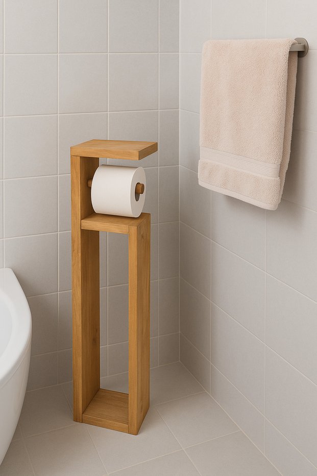 Wooden Toilet Paper Holder – Natural Wooden Bathroom Organizer