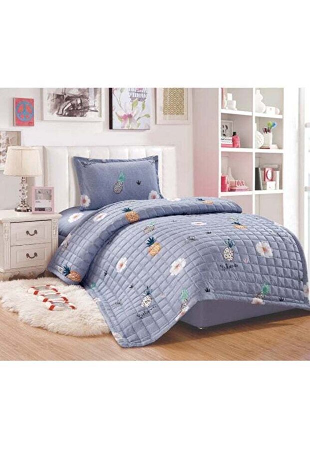 Fruit Printed Comforter Set - 3 Pieces Gray Single - 1