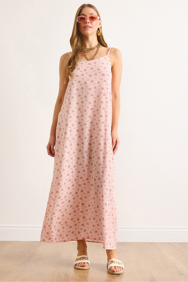 Women's Powder Strap Adjustable Maxi Viscose Dress Elb-19002471