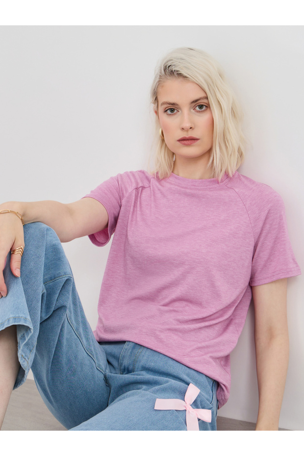 Solid Regular Fit Round Neck T-Shirt - 1