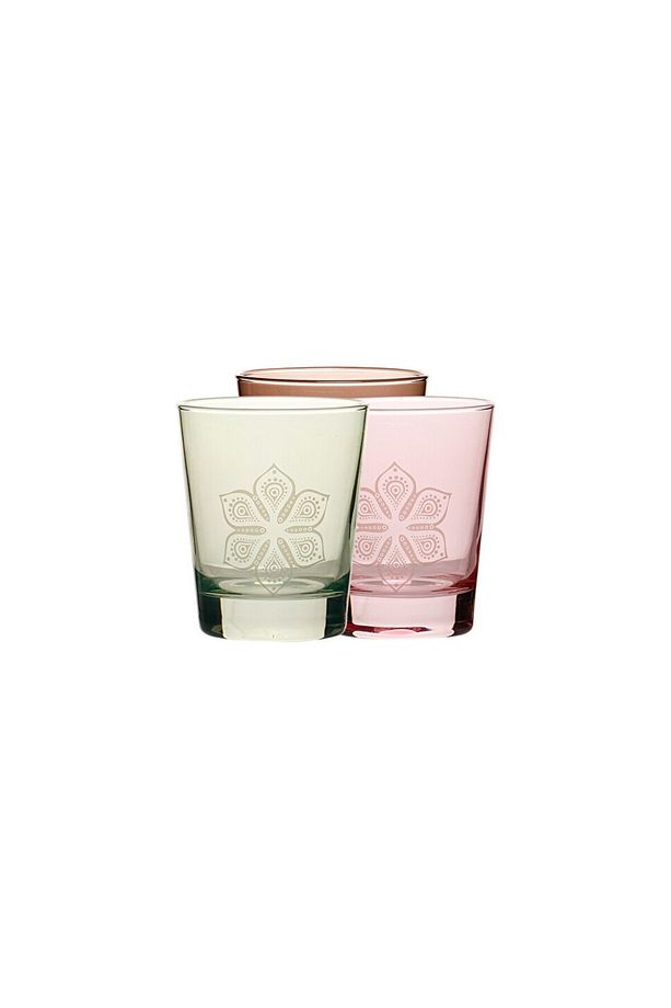 4'lü Boho Desen Bardak 4'lü Set Kırmızı Su Ve Meşrubat Bardağı - 3
