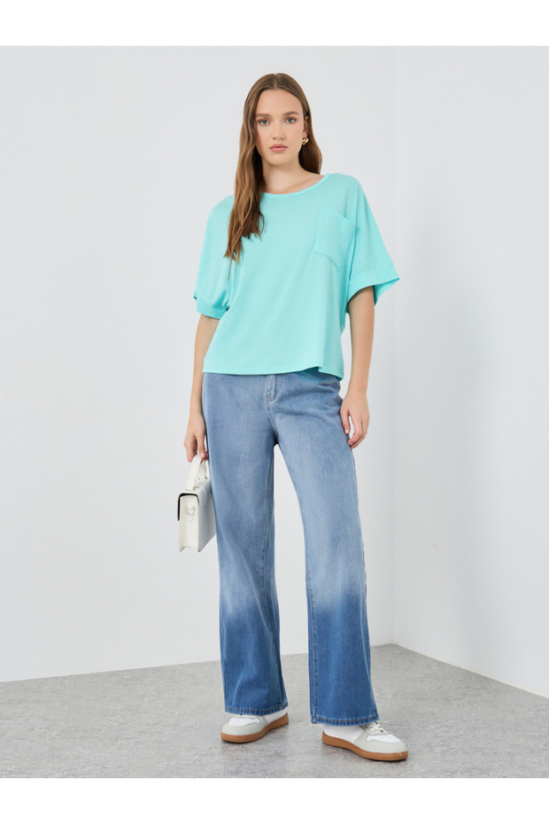 Solid Round Neck Oversized T-Shirt - 2