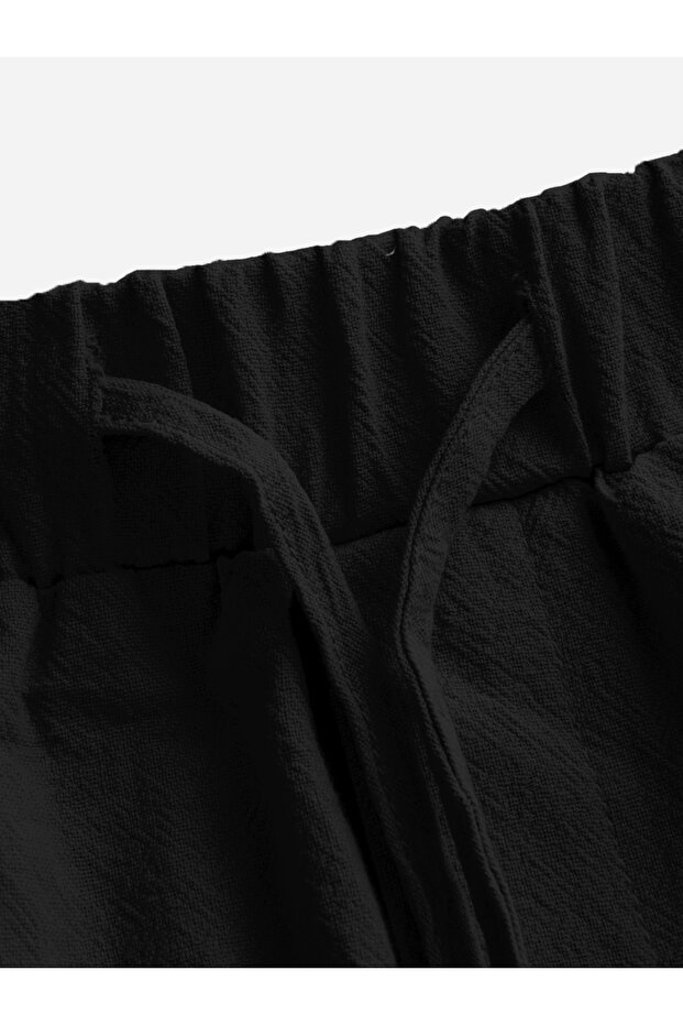 بنطال سادة بساق مستقيمة مع رباط - 3