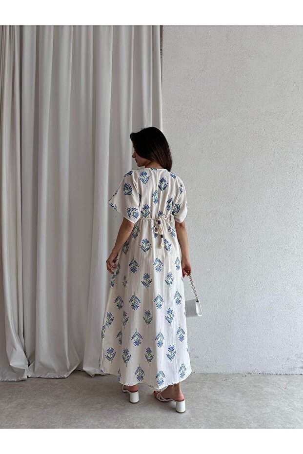 ROWAN Midi Elbise 3468 - Mavi - 3