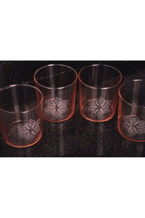 4'lü Boho Desen Bardak 4'lü Set Kırmızı Su Ve Meşrubat Bardağı - 2