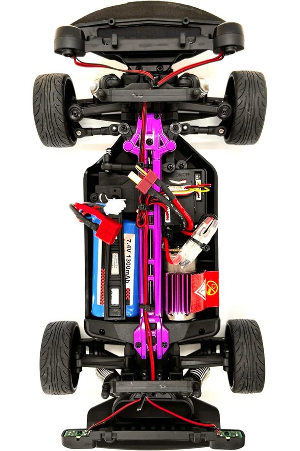 MZtoyz - 1:16 RC Drift Cars 4WD 2.4GHz LED Lights a Set of Drifting tyres Red