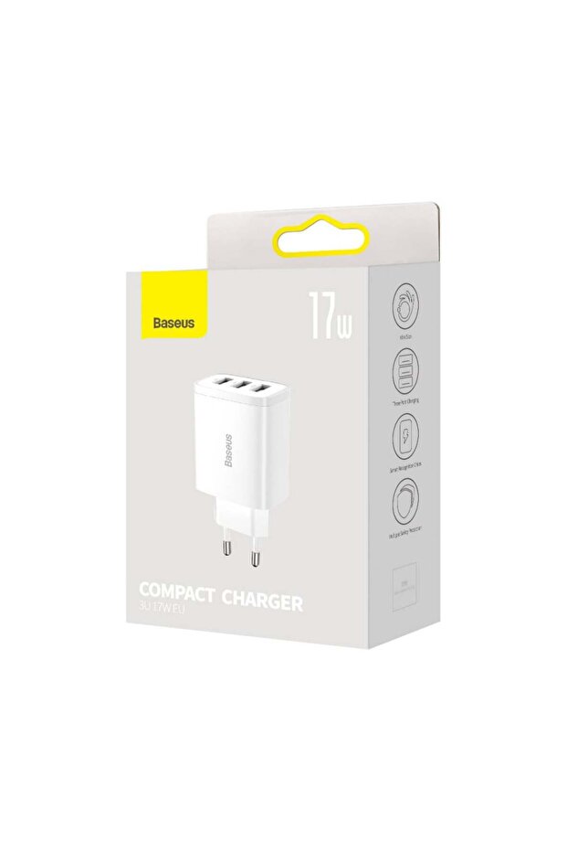3xUSB Wall Charger, 17W, - White - 7