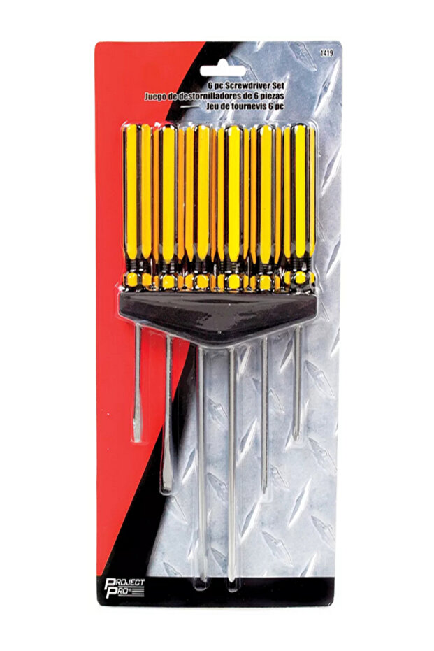 مجموعة مفكات براغي مكونة من 6 قطع مع رف - 1