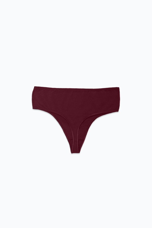 Kadın Bordo Lacivert 4 lü Paket Modal Yüksek Bel String Tanga 4M178 - 5