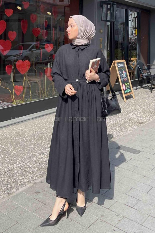Pera Linen Skirt Suit Black