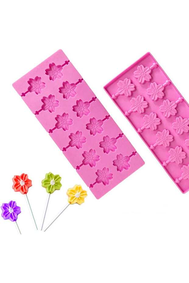 Flower Lollipop Mold 12Pcs Candy Chocolate Mold Scented Stone Soap Ice Mold Silicone Isomalt Mold