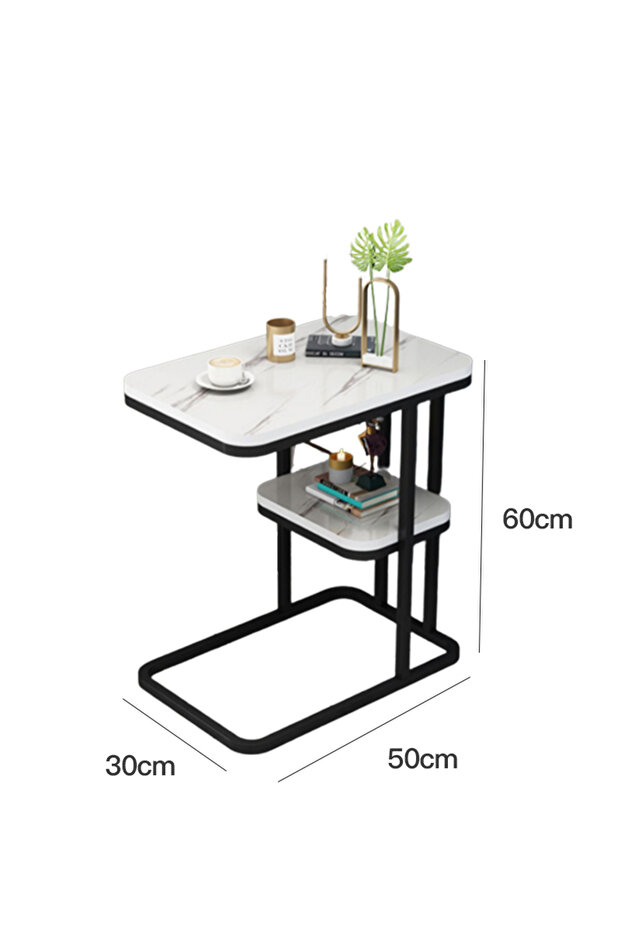 2 Tier Square End Table Sofa Side Table Living Room Small Coffee Table 50*30*60cm - 5