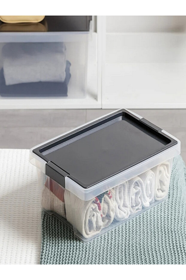 Hinged Handle Multipurpose Stackable Storage Box with Lid - 3