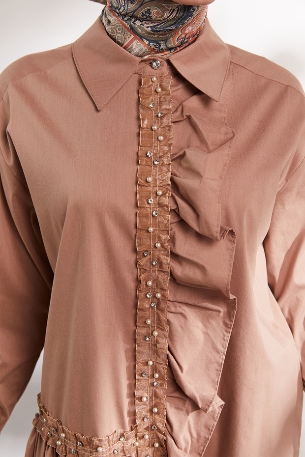 Volanlı Pamuk Gömlek - 4