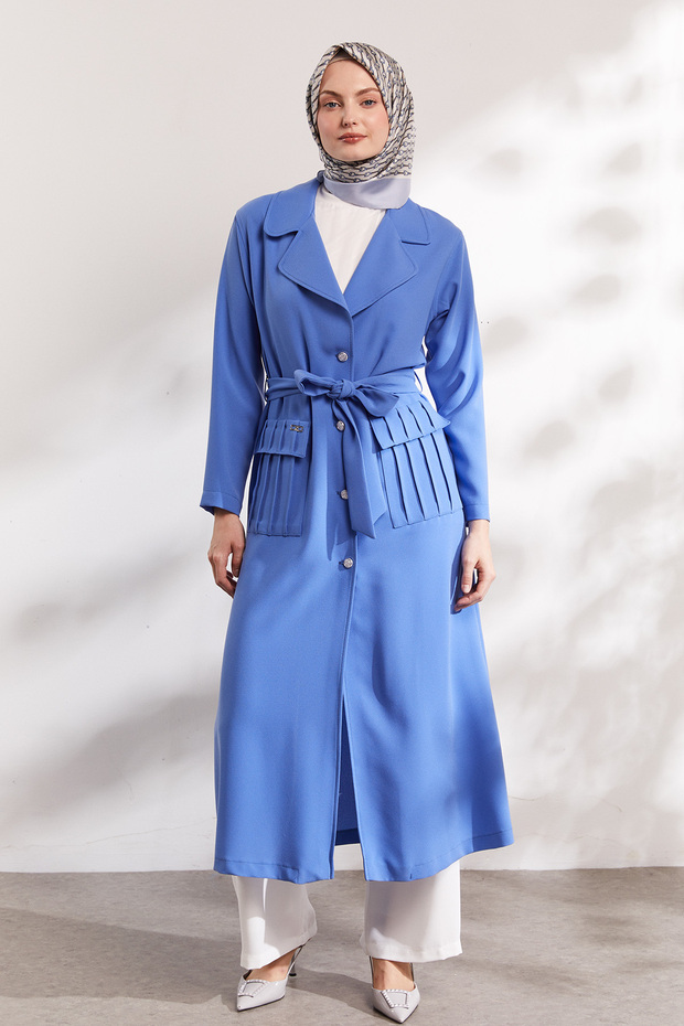 Şık Düğmeli Pardesü - 3