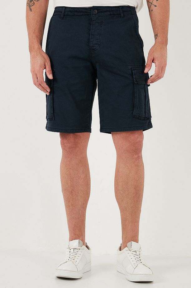 Streç Pamuklu Regular Fit Normal Bel Kargo Cepli Şort Erkek ŞORT 4510S79MILAN - 2