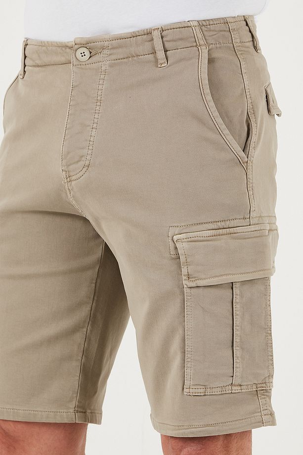 Streç Pamuklu Regular Fit Normal Bel Kargo Cepli Şort Erkek ŞORT 4510S79MILAN - 6
