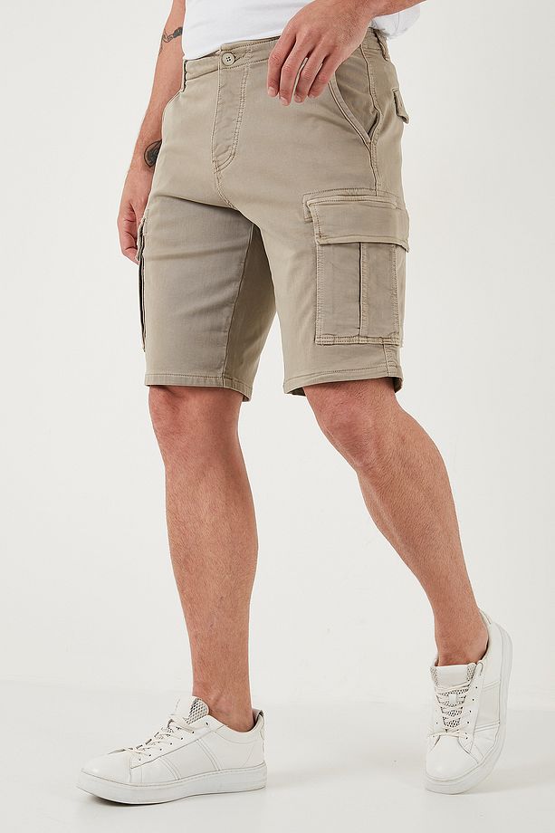 Streç Pamuklu Regular Fit Normal Bel Kargo Cepli Şort Erkek ŞORT 4510S79MILAN - 4