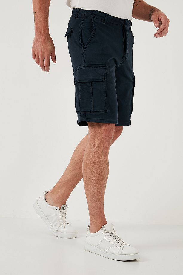 Streç Pamuklu Regular Fit Normal Bel Kargo Cepli Şort Erkek ŞORT 4510S79MILAN - 5