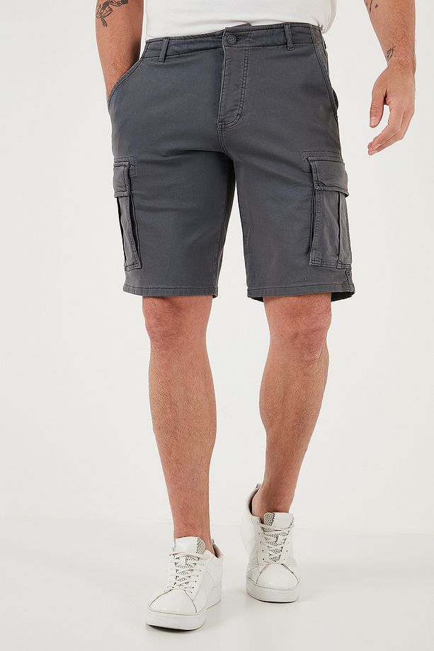 Streç Pamuklu Regular Fit Normal Bel Kargo Cepli Şort Erkek ŞORT 4510S79MILAN - 2
