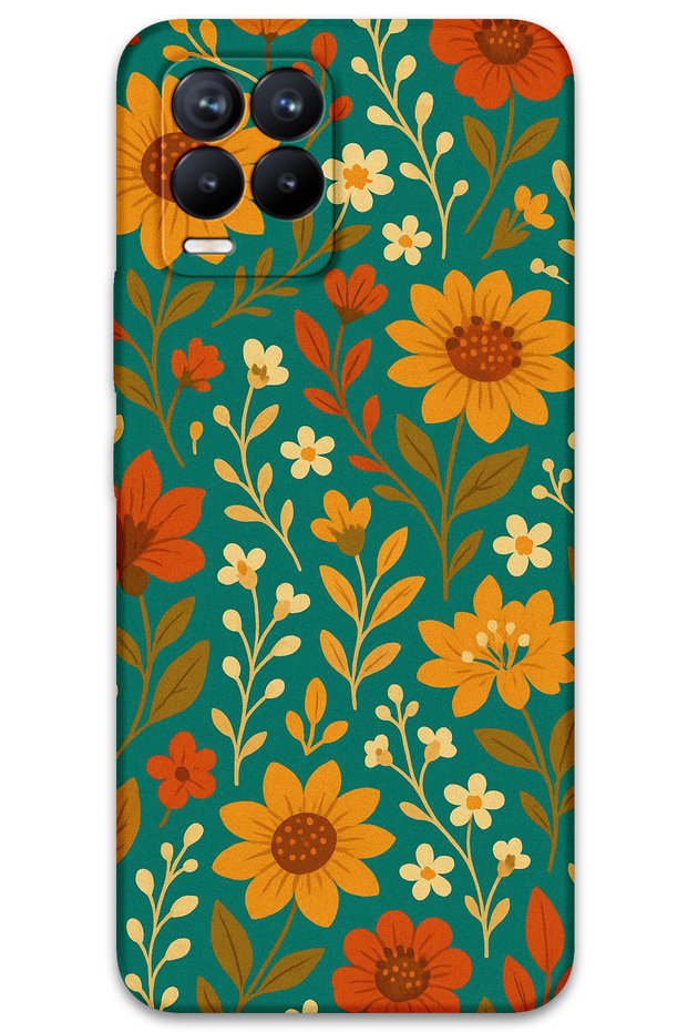 Realme 8 Pro Compatible Flower Pattern Phone Case + Screen Protector - 5786