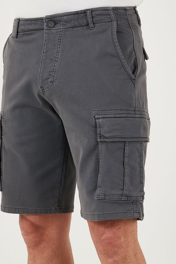 Streç Pamuklu Regular Fit Normal Bel Kargo Cepli Şort Erkek ŞORT 4510S79MILAN - 6