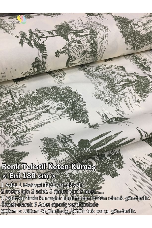 Fransız Esintisi DUCK Keten Kumaş - Döşeme - Dikiş - Minder Kaplama - Masa Örtüsü - 1