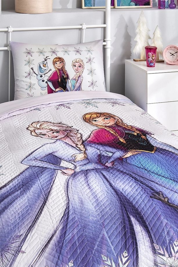 Özdilek Lisanslı Kapitoneli Tek Kişilik Dört Mevsim Nevresim Takımı-Elsa Frozen Frosted - 2