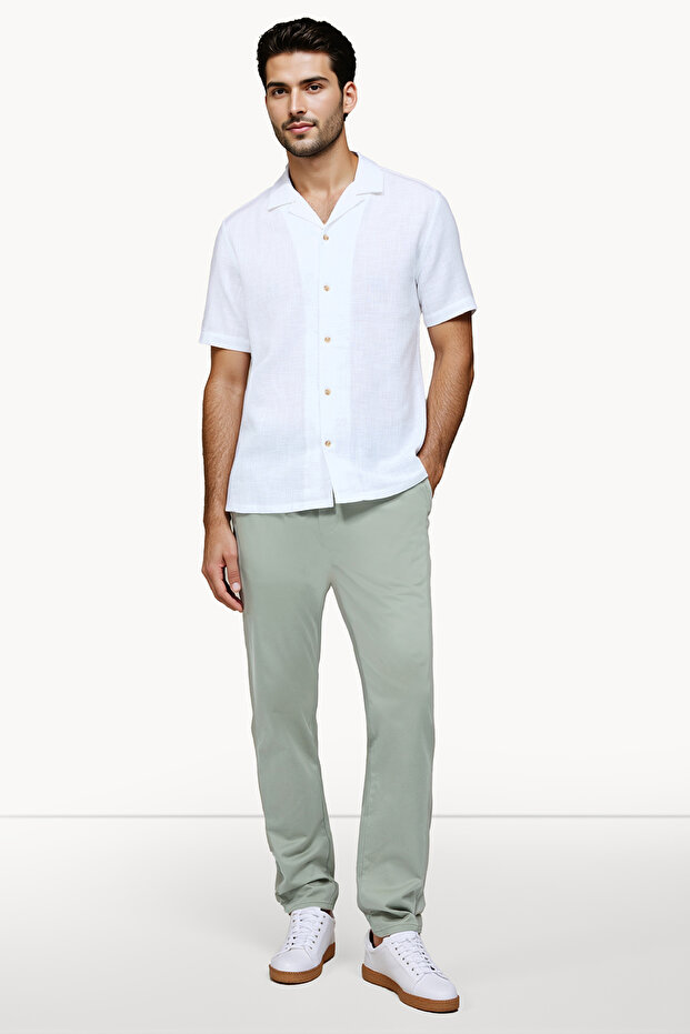 قميص قطني عادي بياقة عالية - 2