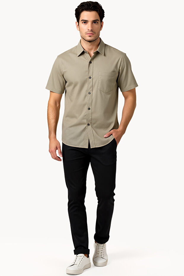 Short Sleeve Viscose Blend Shirt