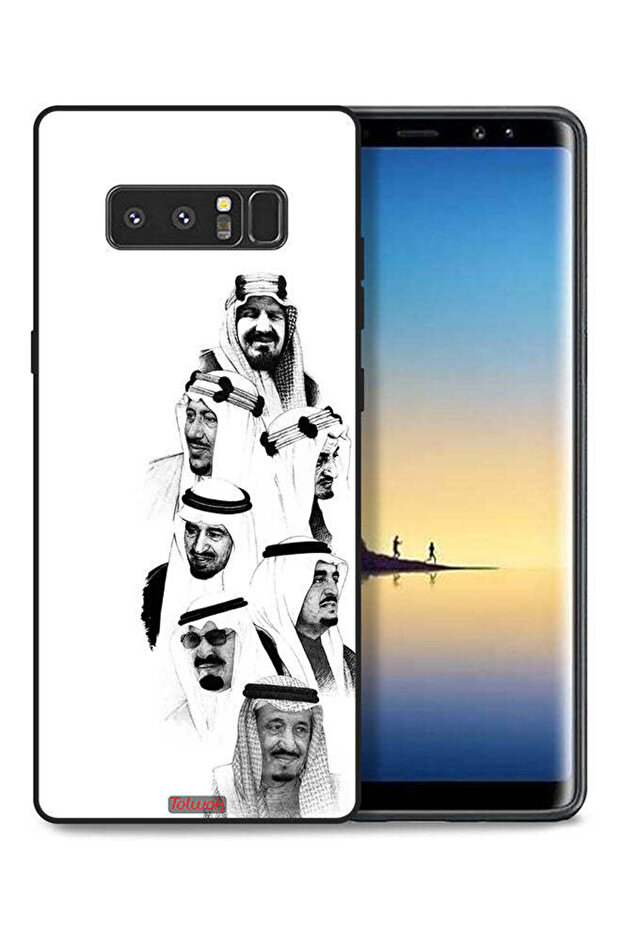 غطاء حماية لهاتف سامسونج جالكسي نوت 8 - فن ملوك السعودية - أبيض وأسود
