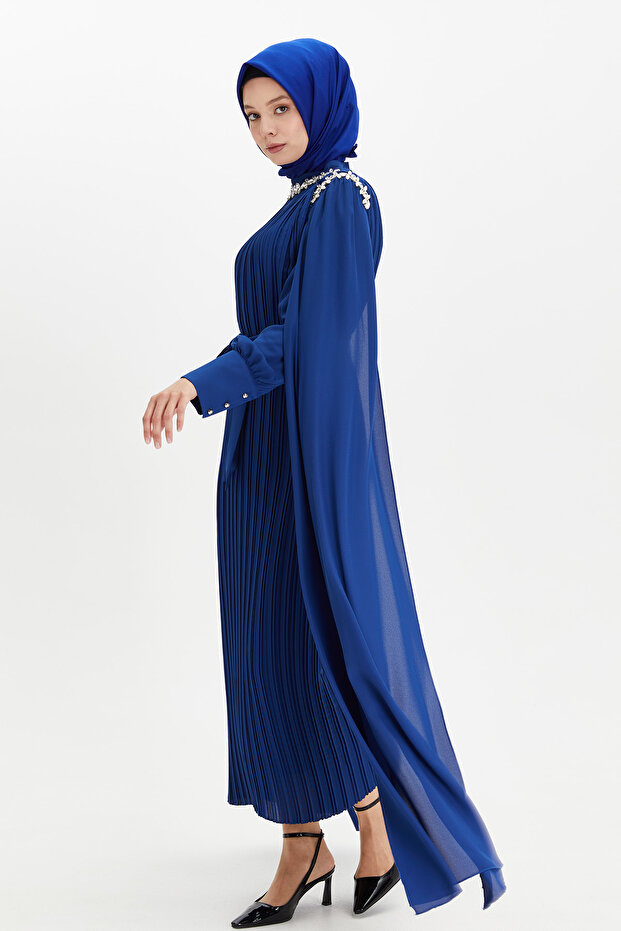 Pelerin Kol Piliseli Elbise - 3