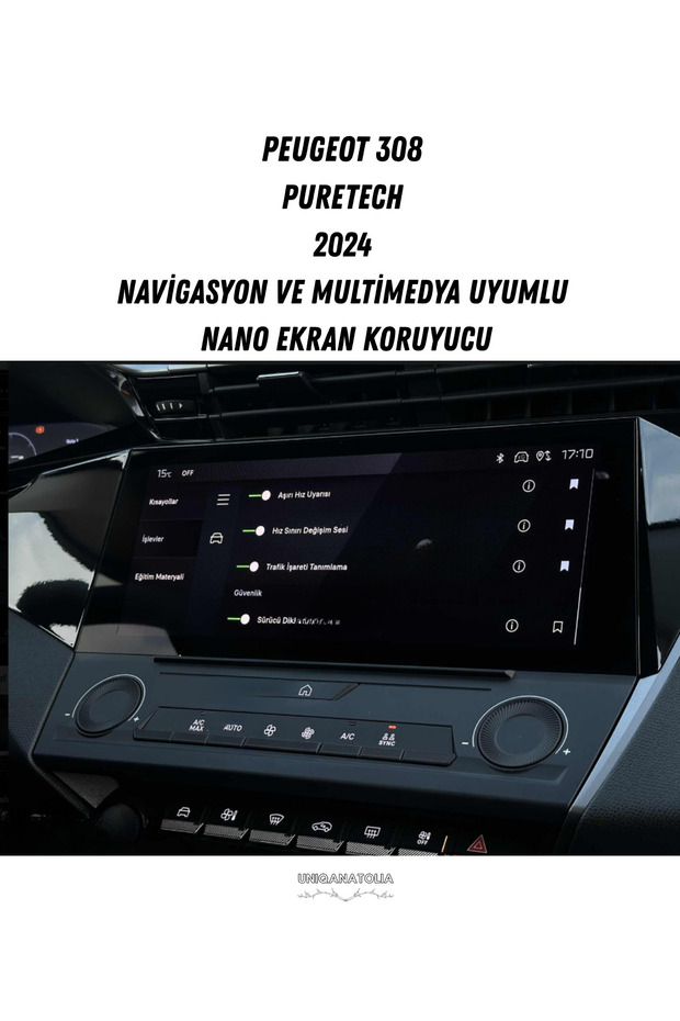 واقي شاشة نانو متوافق مع نظام الملاحة والوسائط المتعددة لسيارة بيجو 308 Puretech 2024